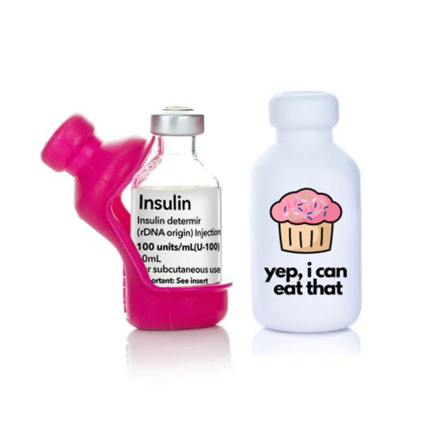 Silikonhülle für Insulinfläschchen, Muffin pink (2er Pack)