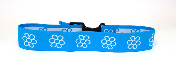 waist belt with buckle flower, aqua blue