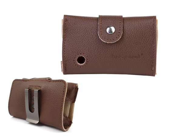 Leather case for Dexcom G6 receiver with clip, brown