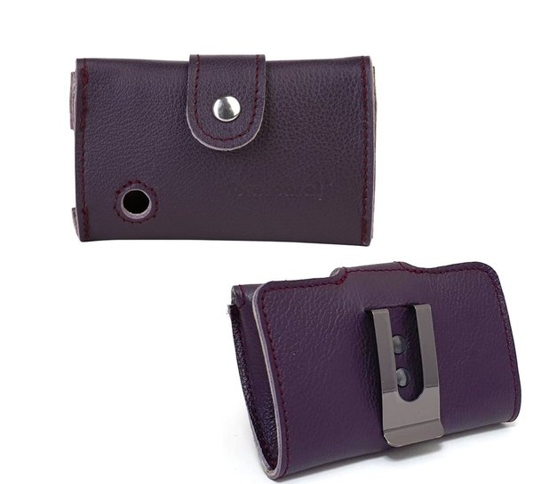 Leather case for Dexcom G6 receiver with clip, purple