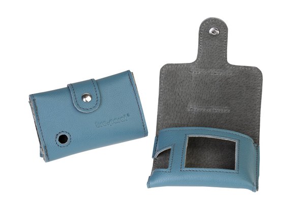 Leather case for Dexcom G6 receiver with clip, aqua