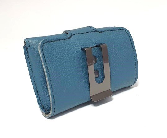 Leather case for Dexcom G6 receiver with clip, aqua