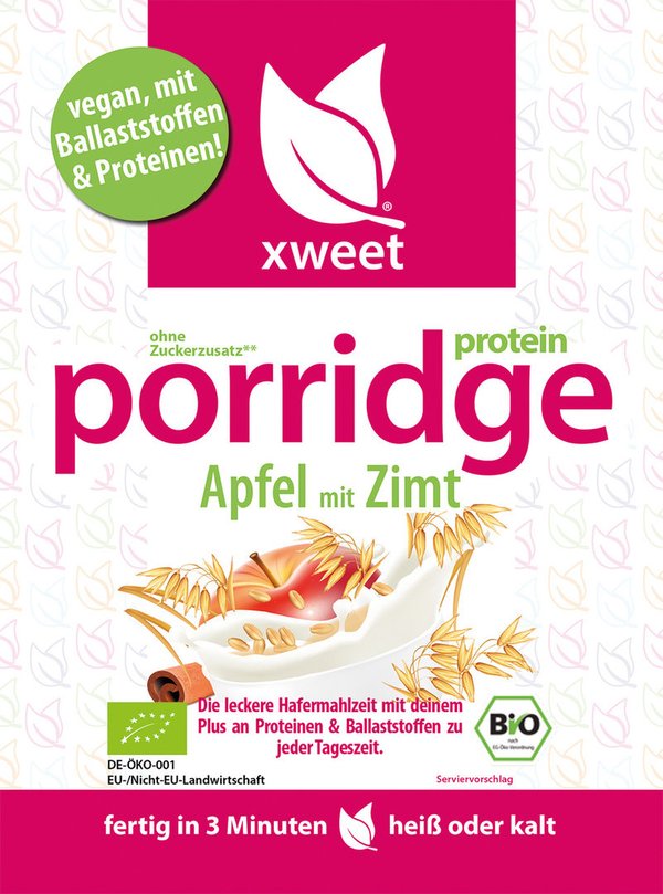 Bio Protein-Porridge Apfel mit Zimt