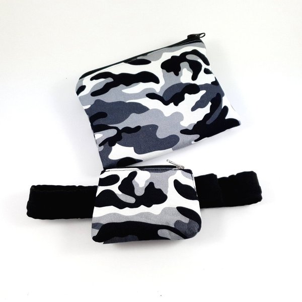 Insulin pump pouch camouflage white