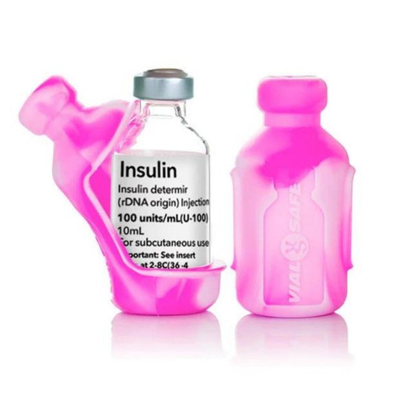 Silikonhülle für Insulinfläschchen, Batik pink (2er Pack)