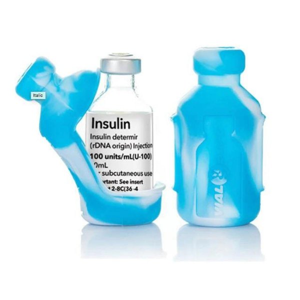 Silikonhülle für Insulinfläschchen, Batik hellblau (2er Pack)