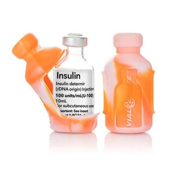 Silikonhülle für Insulinfläschchen, Batik orange (2er Pack)