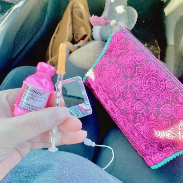 Insulin Vial Protector Case, unicorn + tie dye pink (2-Pack)