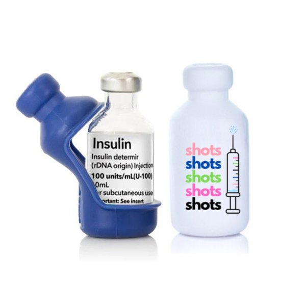 Insulin Vial Protector Case, shots navy (2-Pack)